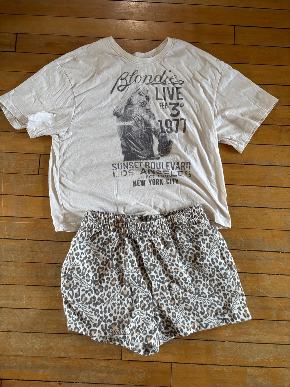 EUC Blondie Graphic Tee and Leopard Print Shorts Set -  Lounge Pajamas